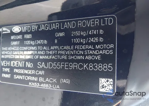 2024 Jaguar F-Type P575 R75 Awd Automatic из США, поврежденный, VIN SAJD55FE9RCK83885